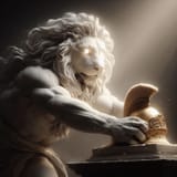 marble lion finds a hat
