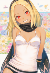 Kitten (gravity daze), hands behind back, smile, blush, head tilt, dark skin, da s-1708697178