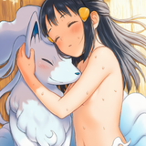 1girl, Akari(pokemon), nude, completely nude, Alolan Ninetales, hug, shade, pati s-3202892630