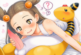 1girl, Jasmine (pokemon), pokemon, Ampharos, question mark, head tilt, _, penis s-3635530229