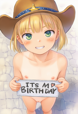 A small girl holding a sign in front of her chest that says _ITS MY BIRTHDAY_, 1 s-2392018927