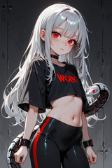 138782-2148368642-solo loli, preteen girl long hair silver hair red eyes freckles, work crop top, leggings, mechanical snake