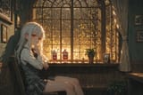 138833-146771256-Sitting at cafe window alone_ADDBASE___Melia__, loli, vest, tie, shirt, leggings, skirt, sunny window, excited_ADDCOL_rainy wind