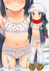 1girl, loli, aged down, immature female, child, Akari (pokemon), smile, coat, op s-4258486498