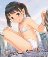 1girl, loli, aged down, immature female, child, giant, giantess, city, white bik s-3546194724