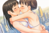 2girls, loli, aged down, immature female, child, giant, giantess, city, white bi s-4006765432