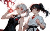 139051-258700517-drawn (chibi_1.1), (vast battle field_1.25), 2girls, (back on back_1.3)_ADDBASE _preteen girl long hair silver hair red eyes fre