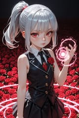 139061-1848355652-3d, (vast battle field_1.25), _preteen girl silver hair, ponytail, bangs, red eyes freckles, vest, tie, sleeveless shirt, energe