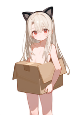illyasviel von einzbern, girl, female body Cardboard Box Cat