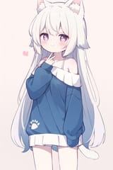white hair, beast ears, loli