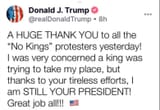 trump thanks no kings demonstrators