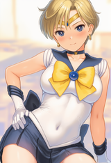 1girl, large breasts, solo, light skin, bow, Sailor Uranus, long hair, short ha s-3454669225