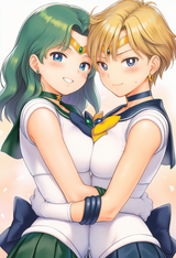 2girls, Sailor Neptune, green hair, green skirt, hug, mutual hug, symmetrical d s-540576036