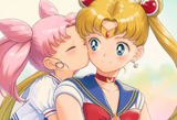 2girls, Chibiusa (anime), Sailor Moon, cheek kiss, hug, hug from behind s-617522590