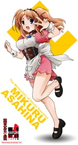 8735 - cosplay couettes h haruhisme mikuru mikuru_beam nichi parodie poitrine serveuse suzumiya_haruhi_no_tameiki