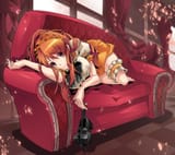 8507 - allongée canapé chaussures cosplay fenêtre mikuru serveuse souliers sourire