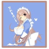 9312 - brown_hair cheveux_longs clin_d&#039;œil domestique décolleté heart large_breasts mikuru poitrine rougissement traduction translation_request