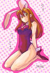 10022 - brown_eyes brown_hair bunnygirl cheveux_longs kneeling mikuru oreilles_animaux oreilles_de_lapin