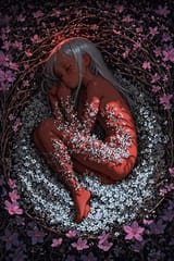 139273-3470901206-preteen girl long hair silver hair red eyes freckles, intricately detailed pussy, sleep, cleft of venus, from side, sitting on f