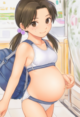 1girl, pregnant, horaki hikari, walking, from side, schoolbag s-3613537706