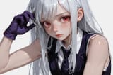 139331-2495101484-preteen girl long hair silver hair red eyes freckles, vest, tie, sleeveless shirt, [purple_0.5] gloves