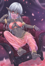 1girl, dark elf, colored skin, black skin, very dark skin, dark-skinned female, s-2884862393