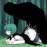 oekaki, hatching (texture), high contrast, 1girl, 1boy, wriggle nightbug, shorts s-41757370