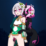 2girls, kokkoro (princess connect!), lifting another&#039;s clothes, expressionless, s-4128535807