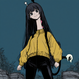 1girl, smile, girafarig, very long neck, outdoors, looking at viewer, short hair s-3494670189