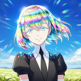 1girl, diamond (houseki no kuni), iridescent hair, shiny hair, luminescent hair s-261840702