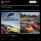 Screenshot 2025-07-04 at 15-57-38 Dexerto on X Forza Motorsport has been cancelled following Xbox layoffs according to former employees Turn 10 Studios is expected to focus entirely on the Forza Horizon series https __t.co_UY[...]