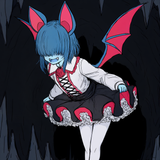 1girl, zubat, fusion, vampy (cosplay), bat ears, bat wings, blue skin, blue hair s-3986326715