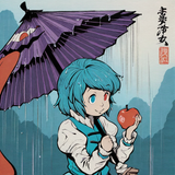 1girl, tatara kogasa, holding umbrella s-3970485624