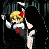 1girl, rumia, {{{{silhouette bukkake}}}}, forest, {{scared}}, standing split, te s-2055152243