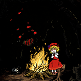 2girls, {{{chibi}}}, aki shizuha, aki minoriko, touhou, sitting on stump, autumn s-3321100113