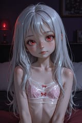 139405-3870281770-preteen girl long hair silver hair red eyes freckles, cute child bra,( sheer top_1.2), dark bedroom