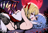 pale colors, muted colors, 2girls, arm around neck, flandre scarlet, remilia sca s-2662834675