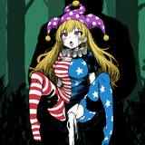 oekaki, hatching (texture), high contrast, 1girl, 1boy, clownpiece, torn clothes s-3714591020