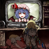 from behind, {{2girls}}, flandre scarlet, {remilia scarlet}, {{{through screen}} s-4133801113