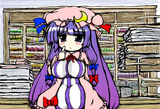 1girl, {{{chibi}}}, patchouli knowledge, {{huge breasts}} s-2852633802