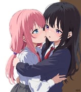 kiss, black hair, pink hair 【5日目】百合