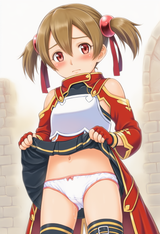 1girl, Silica, loli, aged down, immature female, flat chest, red coat, armor, re s-3105069931