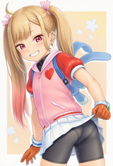 1girl, Kitagawa Marin, Blonde Hair, red eyes, sayaka (saru getchu) (cosplay), pi s-497207838
