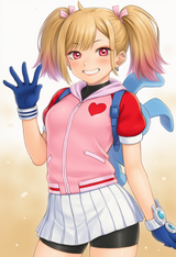 1girl, Kitagawa Marin, Blonde Hair, red eyes, sayaka (saru getchu) (cosplay), pi s-2263111049