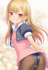 1girl, Kitagawa Marin, Blonde Hair, red eyes, tron bonne (mega man) (cosplay), p s-2488883621