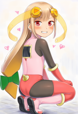 1girl, Kitagawa Marin, Blonde Hair, red eyes, roll.exe (mega man) (cosplay), bod s-1359867820