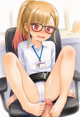 1girl, Kitagawa Marin, Blonde Hair, red eyes, office lady, white shirt, black pa s-2785766797