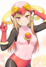 1girl, Kitagawa Marin, Blonde Hair, red eyes, roll.exe (mega man) (cosplay), bod s-2704821883