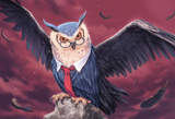 No humans, owl, glasses, necktie s-3670386816