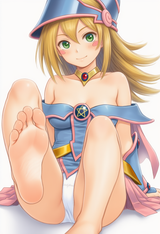 1girl, dark magician girl, barefoot, presenting foot, soles, toes, foot focus s-2928812036
